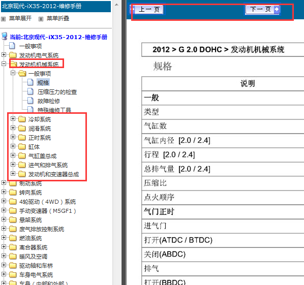 2012年现代IX35 2.0排量发动机维修资料