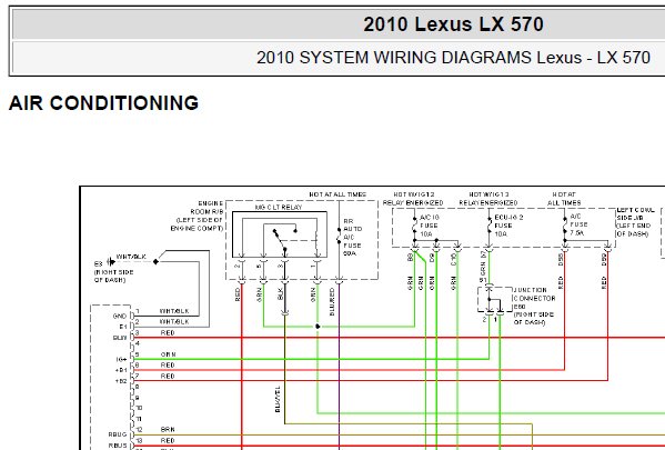 10年凌志LX570空调电路图