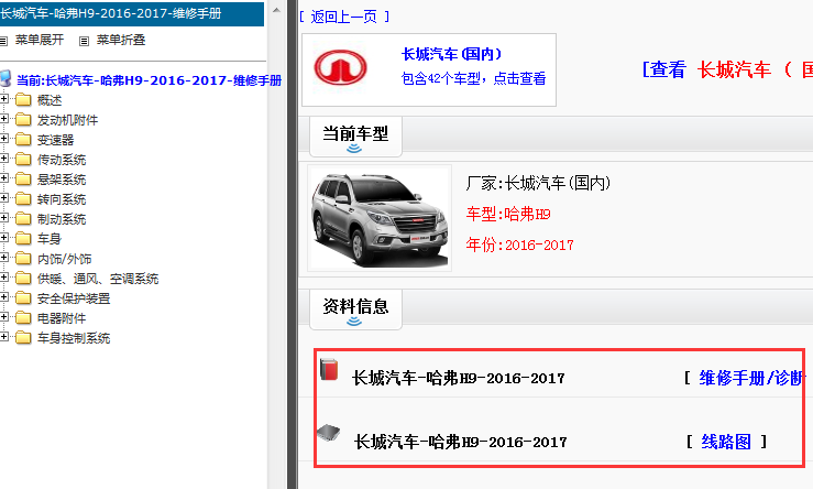 2016-2017长城哈弗H9维修手册和电路图