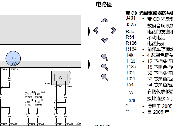 05年奥迪A6收音机电路图