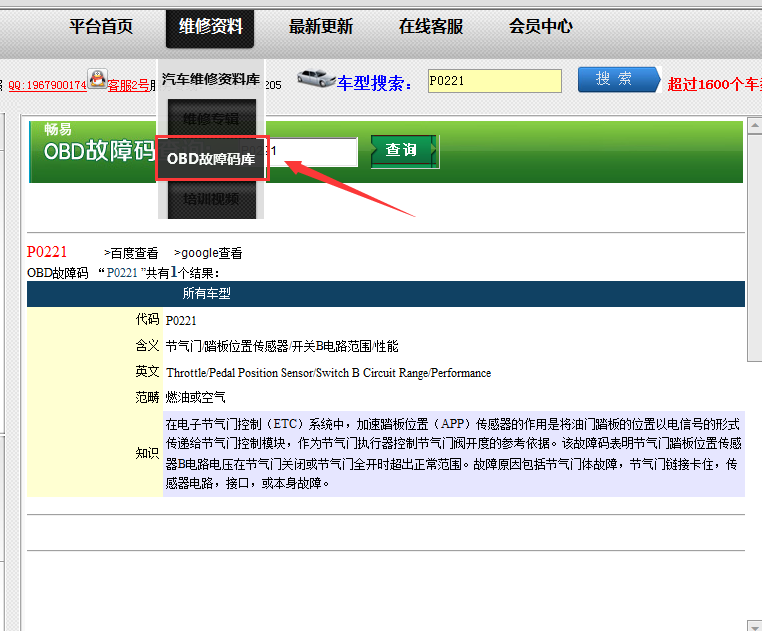 P0221故障码信息