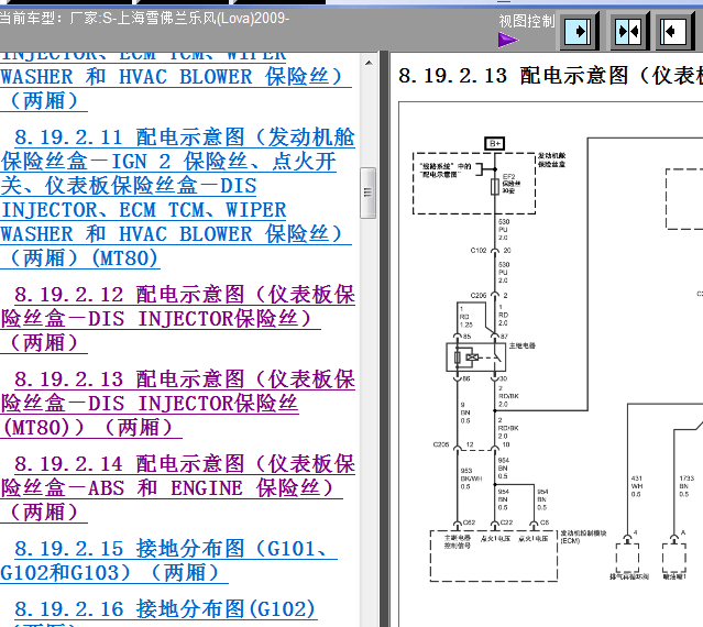 09年雪佛兰乐风仪表板保险电路图