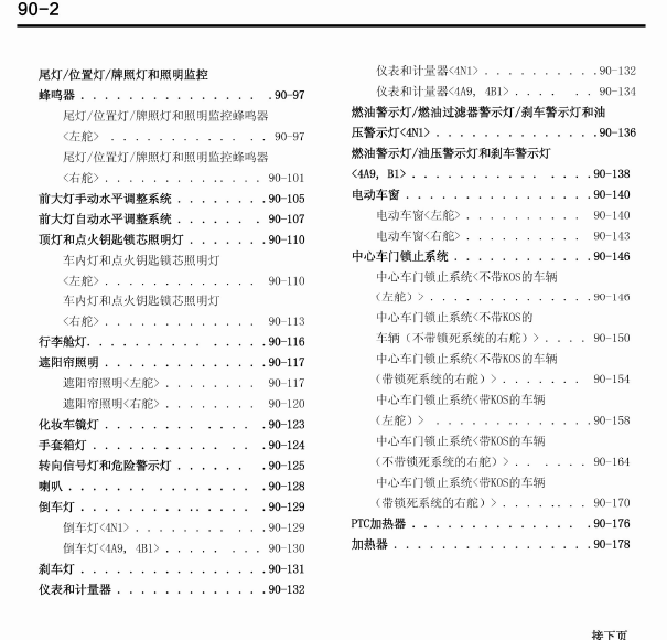 15年三菱劲炫电路图目录