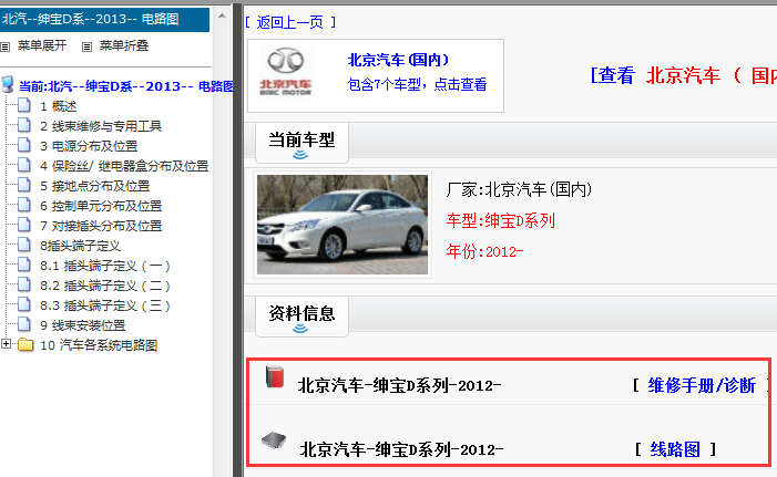 2012年北京绅宝D系列维修手册和电路图
