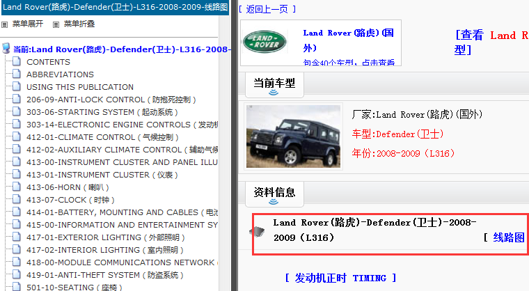 2008-2009年路虎卫士电路图