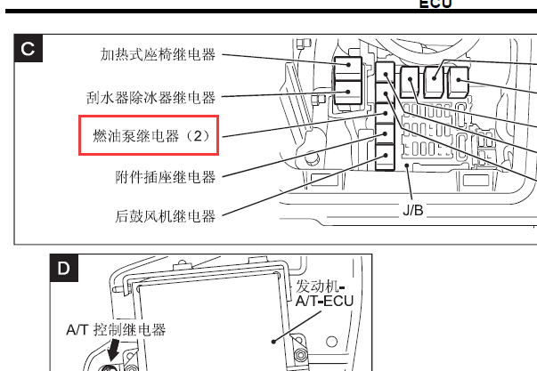 2008年三菱帕杰罗油泵继电器位置