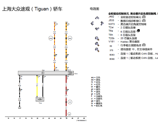12年大众途观四驱电路图