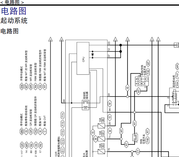 16年日产奇骏起动系统电路图