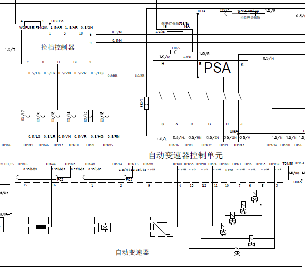 中华尊驰1.8变速箱电路图