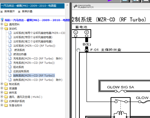 2010年马自达M6 发动机电路图
