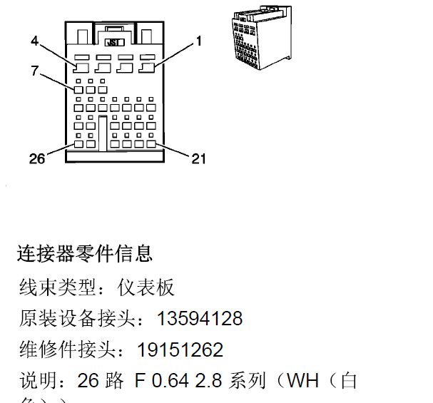 11年凯迪拉克SRX车身模块针脚图