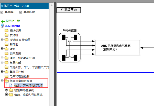 2008年日产奇骏车速表线路