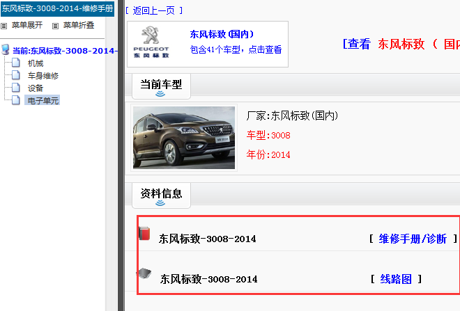 2014年标致3008维修手册和电路图