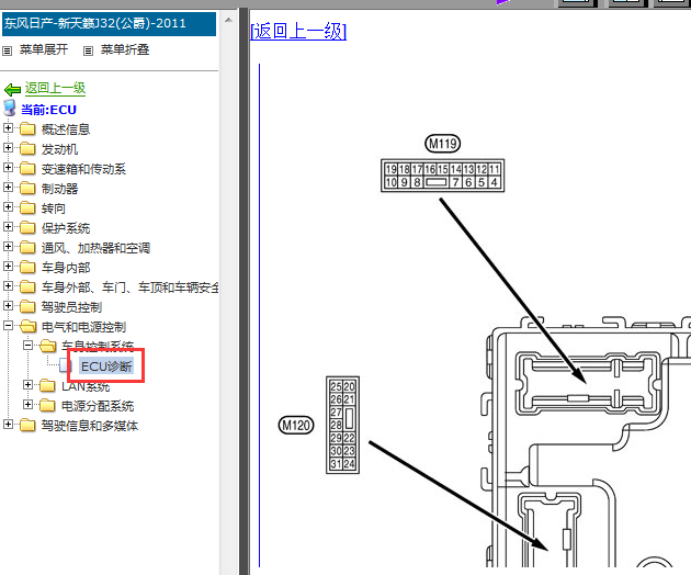 11年日产天籁车身电脑针脚图