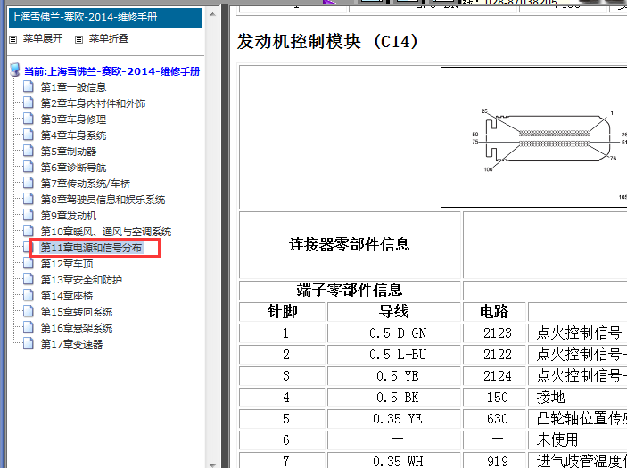 14年别克赛欧1.4  MT60发动机针脚图