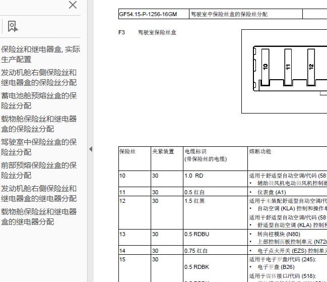 10年奔驰GL550保险盒分布图