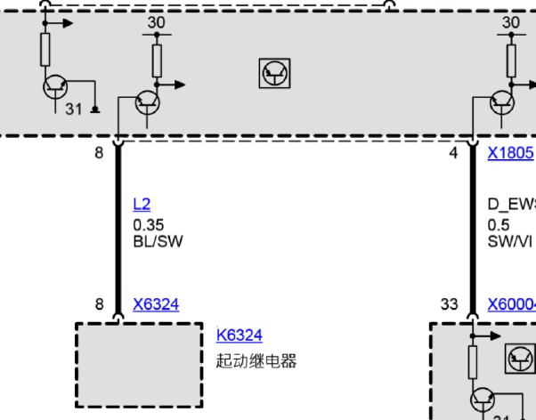2001年宝马X5启动相关电路图