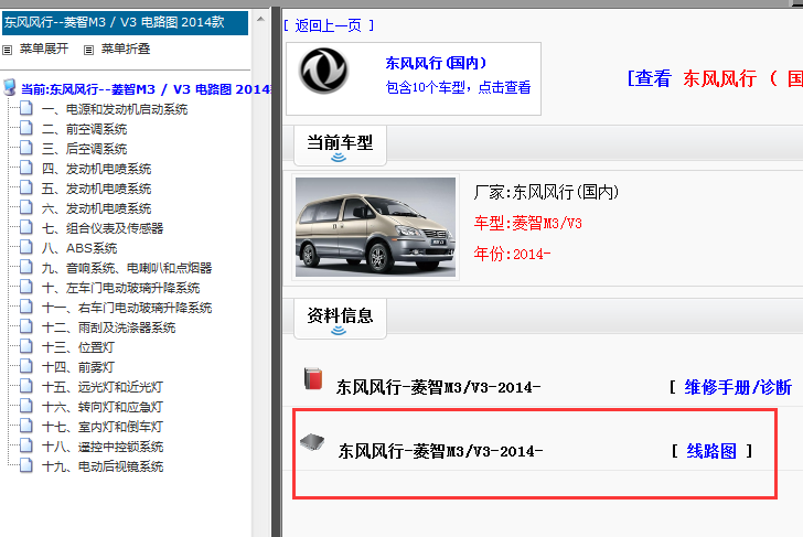 2014年东风风行菱智M3/V3 2014-电路图和维修手册