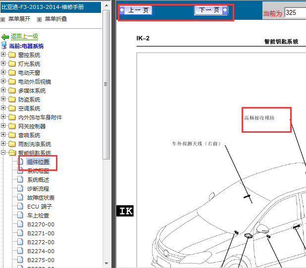 13年比亚迪F3智能钥匙元件位置图
