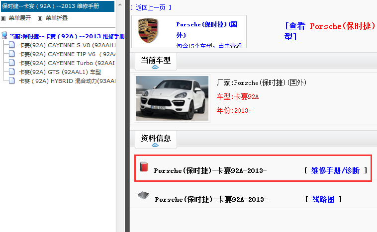 2013年保时捷卡宴92A维修手册