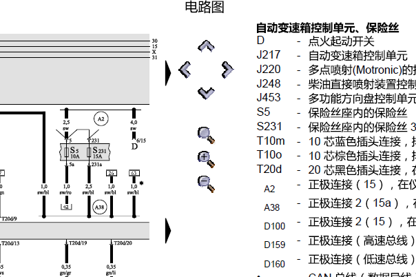 2004年奥迪A6变速箱电路图