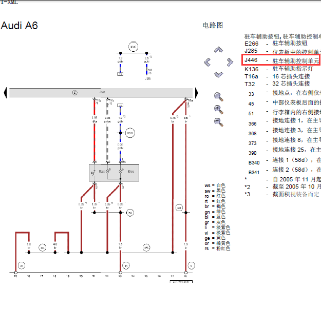 05年奥迪A6驻车辅助线路图