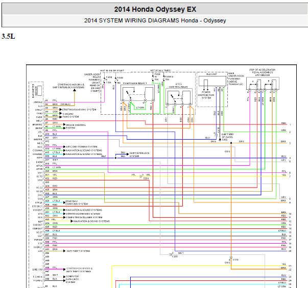 14年本田奥德赛发动机电路图