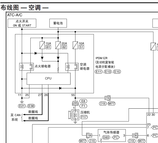 09年日产轩逸空调电路图