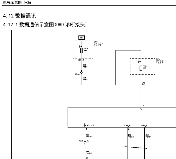 15年宝骏330数据插头电路图