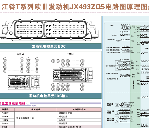 江铃宝典发动机针脚电路图