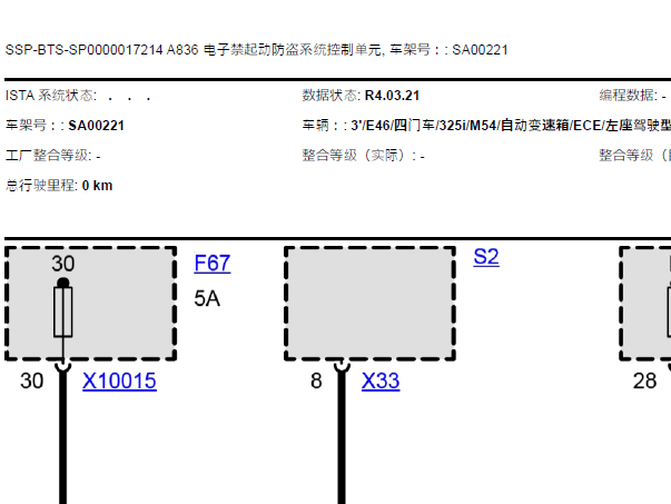 2003年宝马325电子起动防盗控制单元电路图
