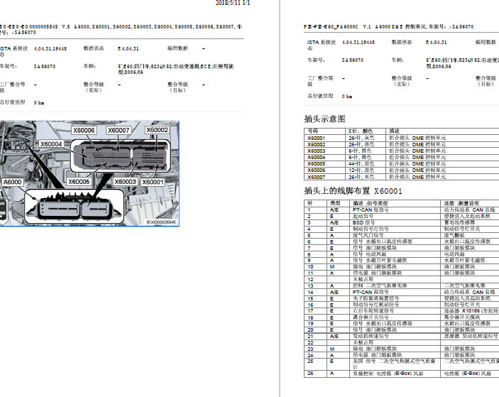 06年宝马523I发动机针脚定义图