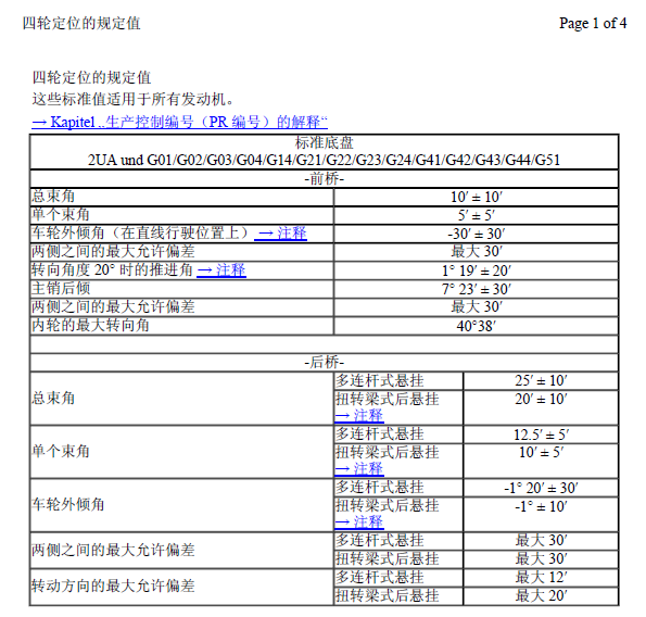 16年奥迪A3四轮定位数据