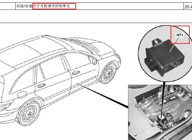 2011年奔驰R300大灯控制单元位置