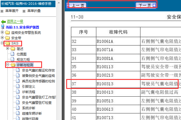 2016年哈弗H6气囊B100313故障码解析