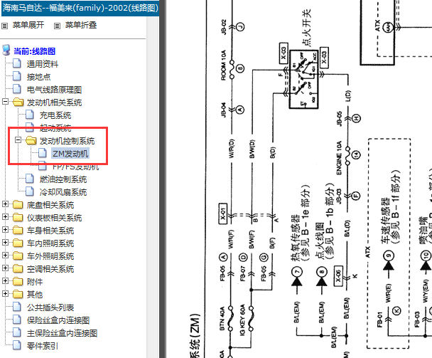 2002年海马福美来发动机电路图