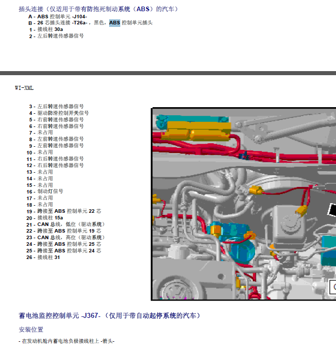 15年朗逸ABS针脚