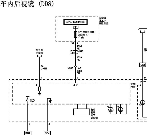 10年凯迪拉克SRX后视镜电路图