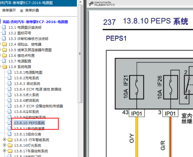 15年吉利EC7智能钥匙电路图