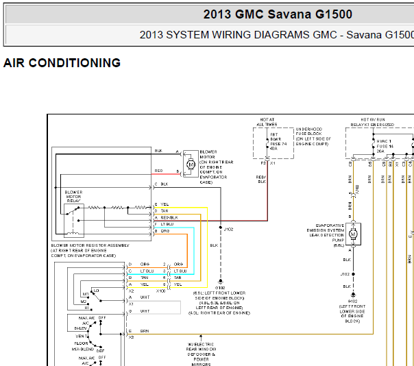 2013年GMC SAVANA 空调电路图