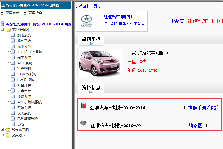 2010-2014年江淮悦悦维修手册和电路图
