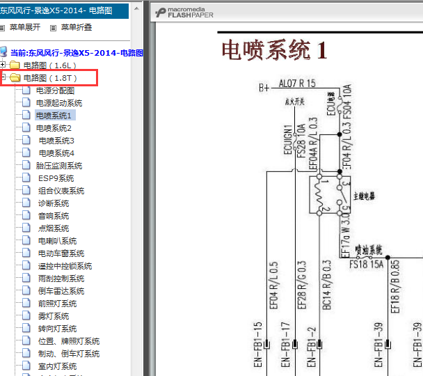 2014年东风风行景逸X5 电路图