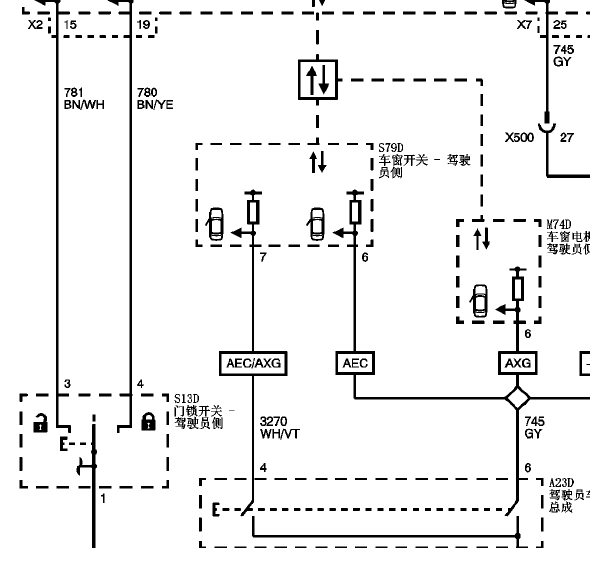 13年科鲁兹门锁线路图