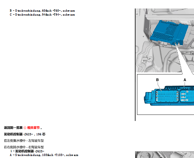 2012年奥迪A6发动机针脚图