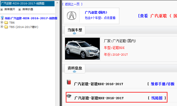 2016-2017年讴歌RDX电路图