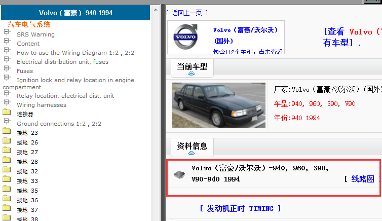 1994年沃尔沃940, 960, S90, V90 940电路图