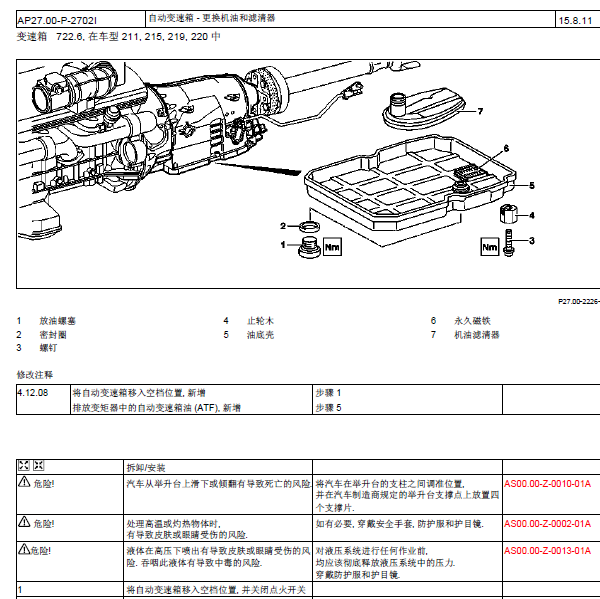 03年奔驰E320变速箱维修手册