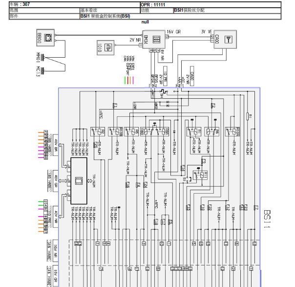 标致307BSI1保险盒线路图