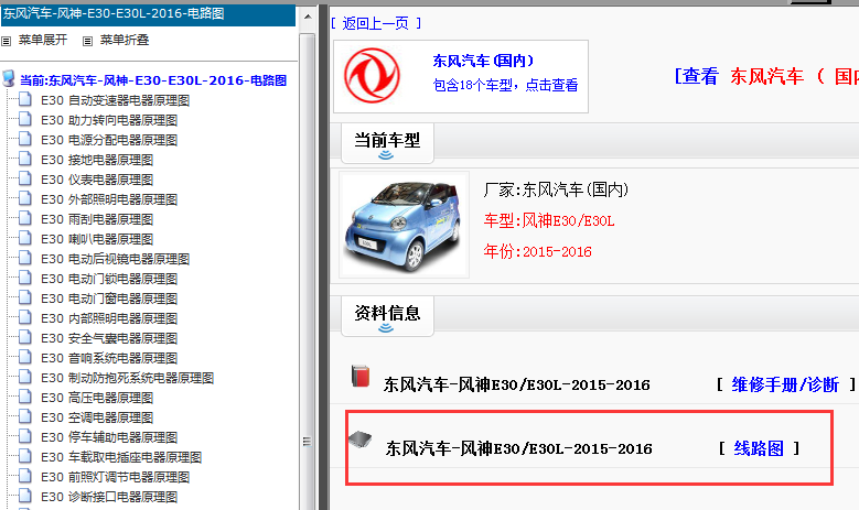2015-2016年东风风神E30/E30L电路图