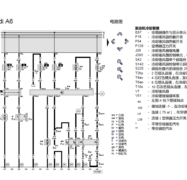 03年奥迪A6冷却风扇线路图